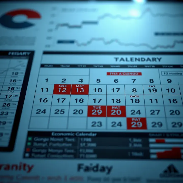 Illustration showing an economic calendar with key financial events highlighted