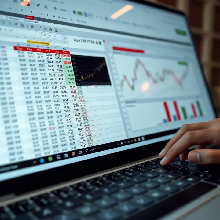 Structured Spreadsheet for Binary Options Management Spreadsheet displaying binary options data with charts and organized columns