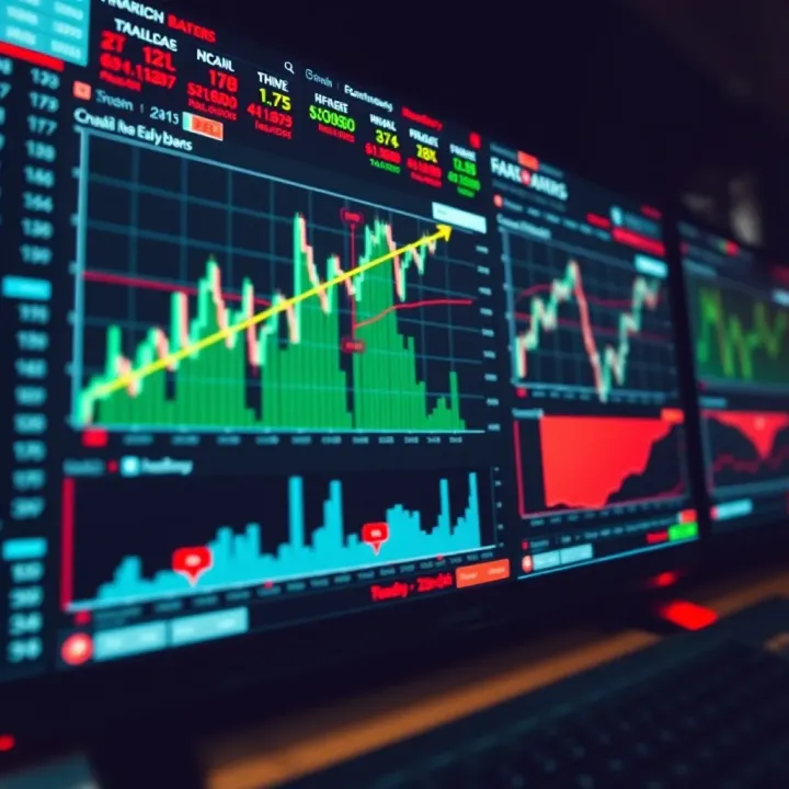 Collection of financial charts and tools used for market analysis on a digital interface