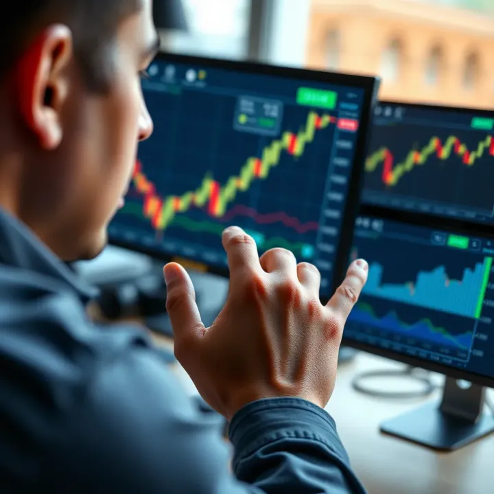 User engaging with financial trading platform on computer screen