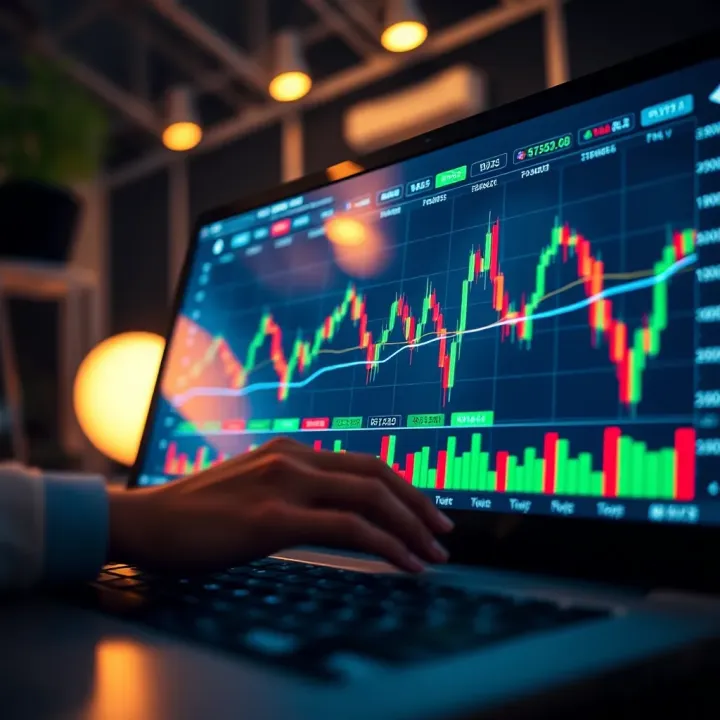 Graph showing financial data and currency trading trends on a digital platform