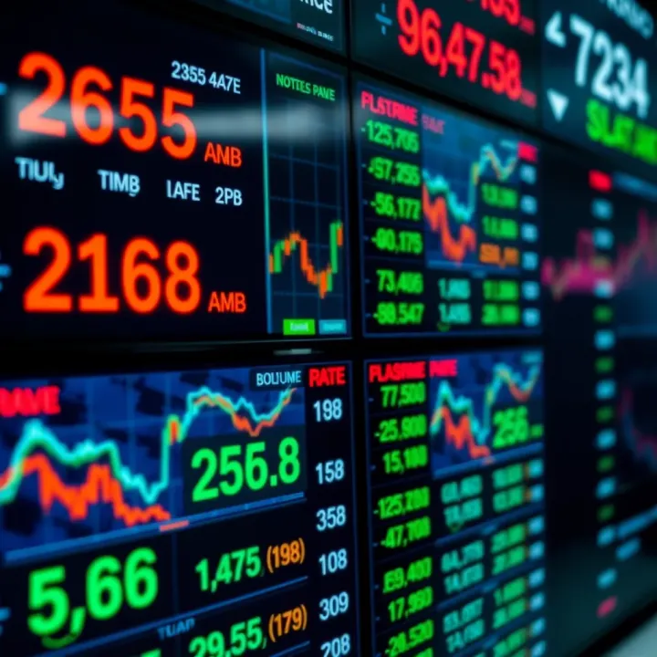 Global currency exchange rates displayed on digital screens representing the Forex market