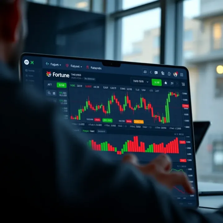 Screenshot of Fortune platform interface showing trading tools and charts