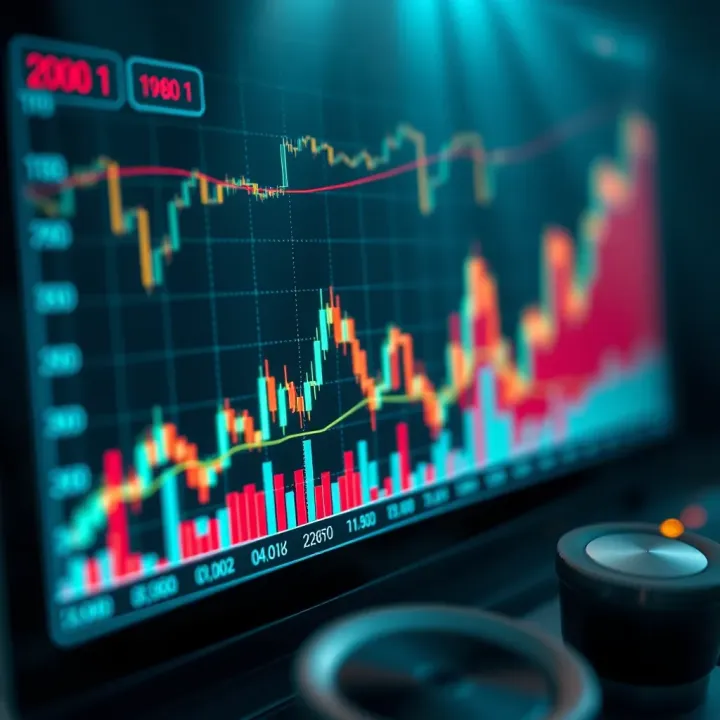 Graph showing financial growth and binary options trading trends