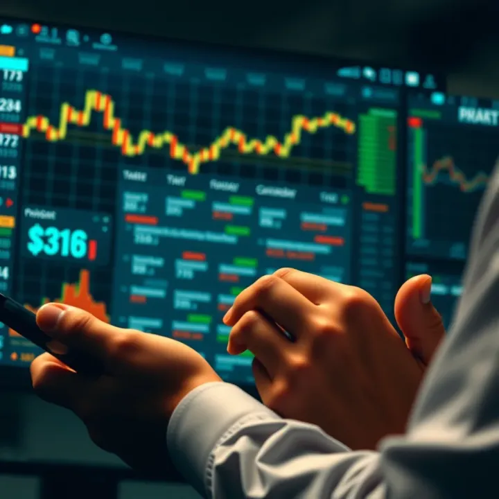 Investor analyzing a digital economic calendar on a tablet with market data