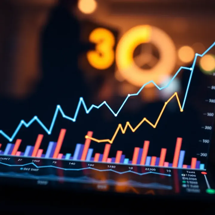 Graph depicting consumer behavior trends with data points and analysis charts