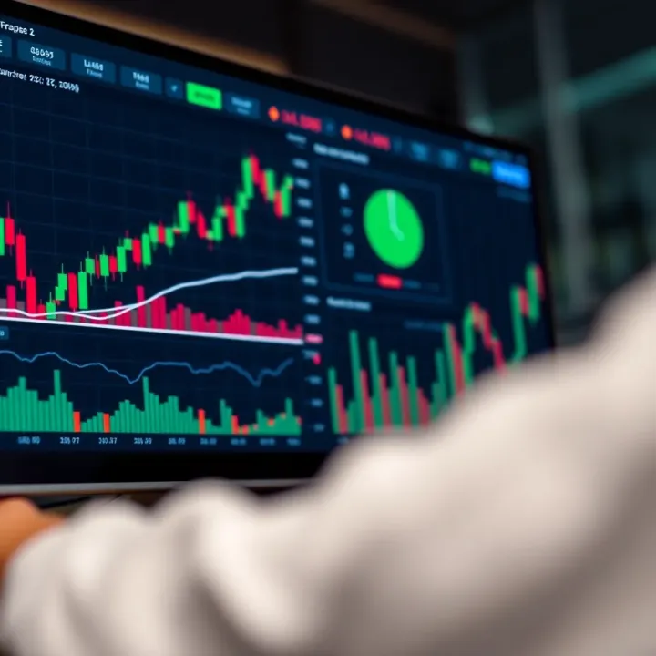 Digital dashboard with market analysis charts and risk management tools for experienced traders