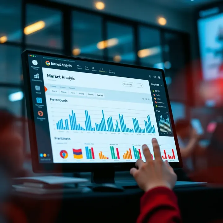 Dashboard displaying market analysis data and consumer trends