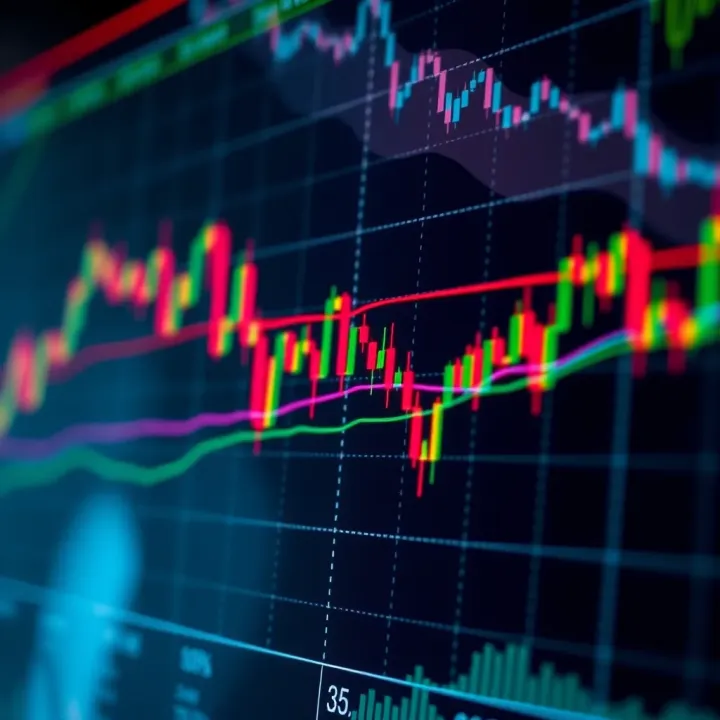 Graph showing market price trends without technical indicators highlighting key decision points