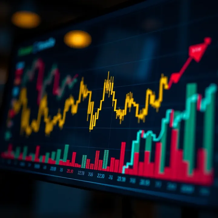 Graph showing market trends alongside major economic indicators