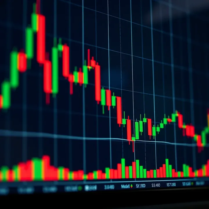 Chart showing price movement with candlestick patterns on a Brazilian stock exchange graph
