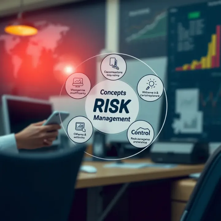 Diagram illustrating the key concepts of risk management including identification, analysis, and control