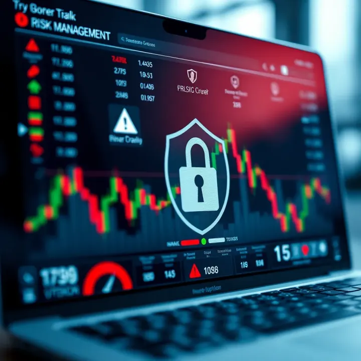 Secure digital interface depicting risk management tools in binary options trading
