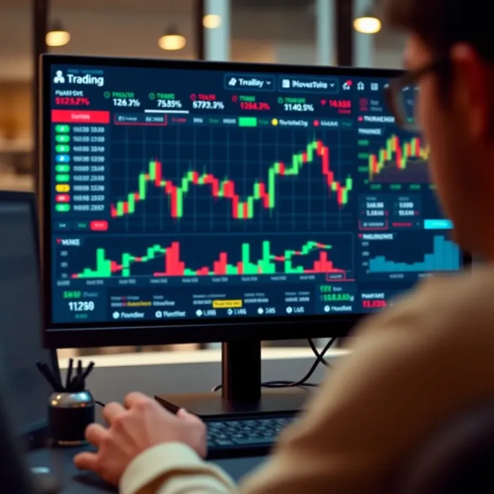 Secure trading platform interface with financial graphs and indicators