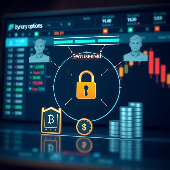 Diagram illustrating binary options investment concept with secure trading elements