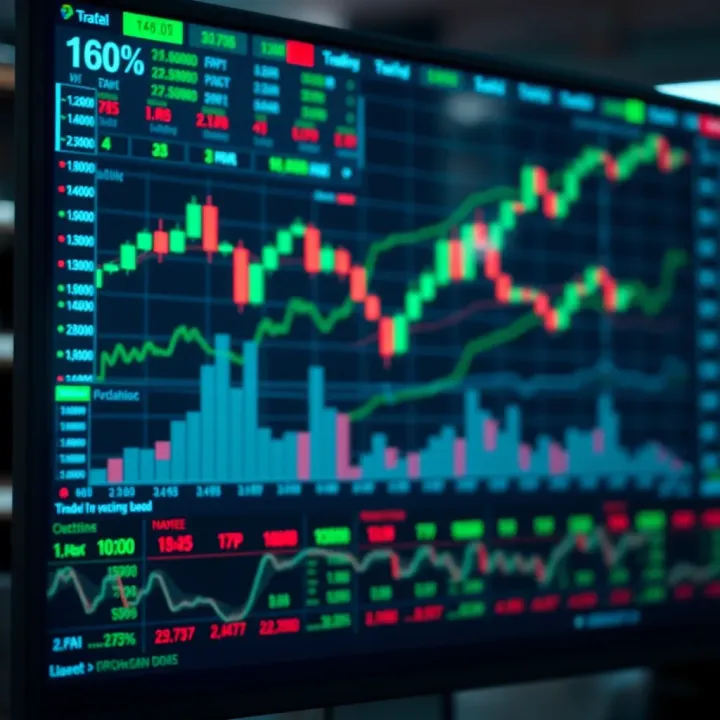Modern digital trading platform displaying live market charts and data