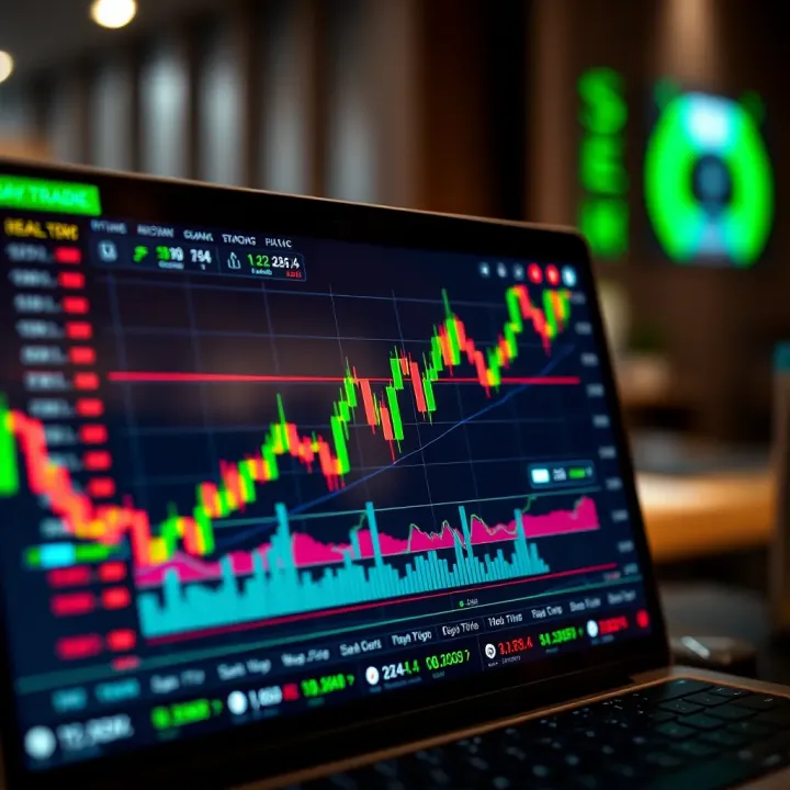 User interface of a day trading software showing real-time financial charts and market data