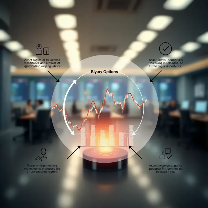 Diagram illustrating how binary options trading works with a focus on asset price movement and decision points