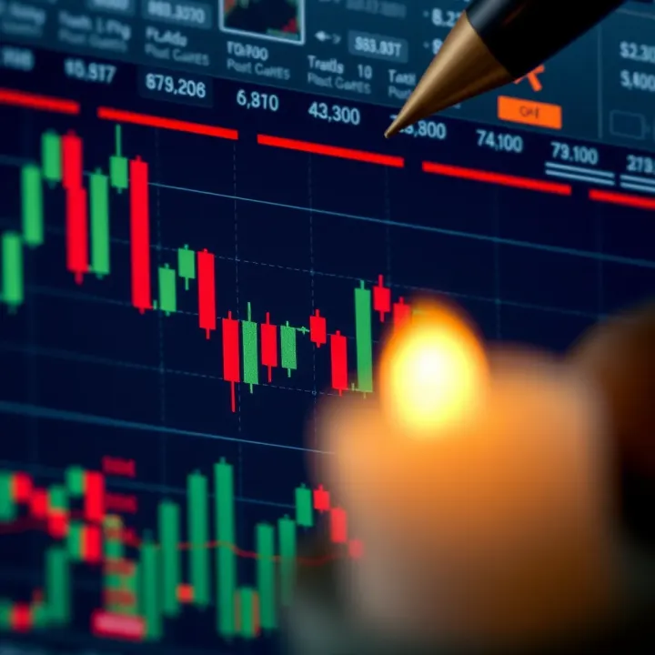 Chart showing price movements with candlestick patterns illustrating price action concepts