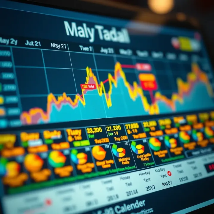 Calendar displaying diverse economic indicators and market events for investment analysis